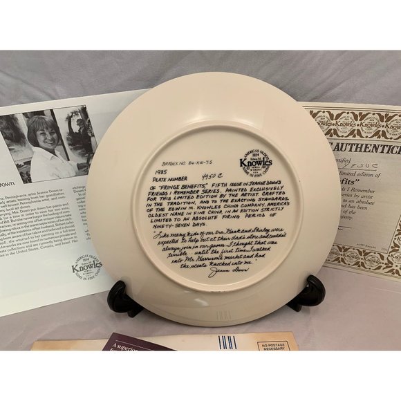 1985 Knowles Plate - Fringe Benefits - Friends I Remember - Jeanne Down - 8.5" - Picture 5 of 9